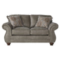 Leinster Faux Leather Upholstered Nailhead Loveseat In Stone Gray N A