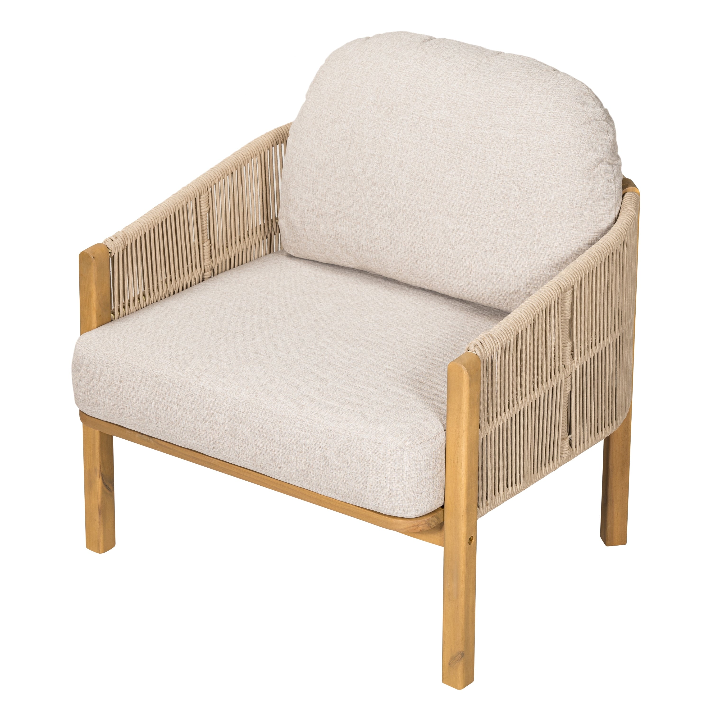 Leisure Chair Dining Chair Club Chair With Wood Frame Teak Beige Padded Chair Office Chair Reception Chair Side Chair