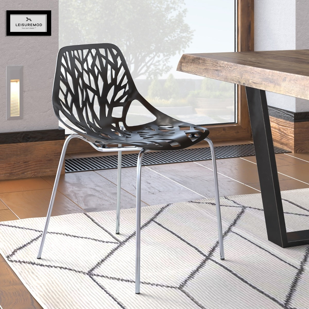 Leisuremod Asbury Orange Open Back Chrome Dining Side Chair