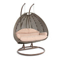 Leisuremod Indoor Outdoor Wicker 2 Person Hanging Egg Swing Chair N A
