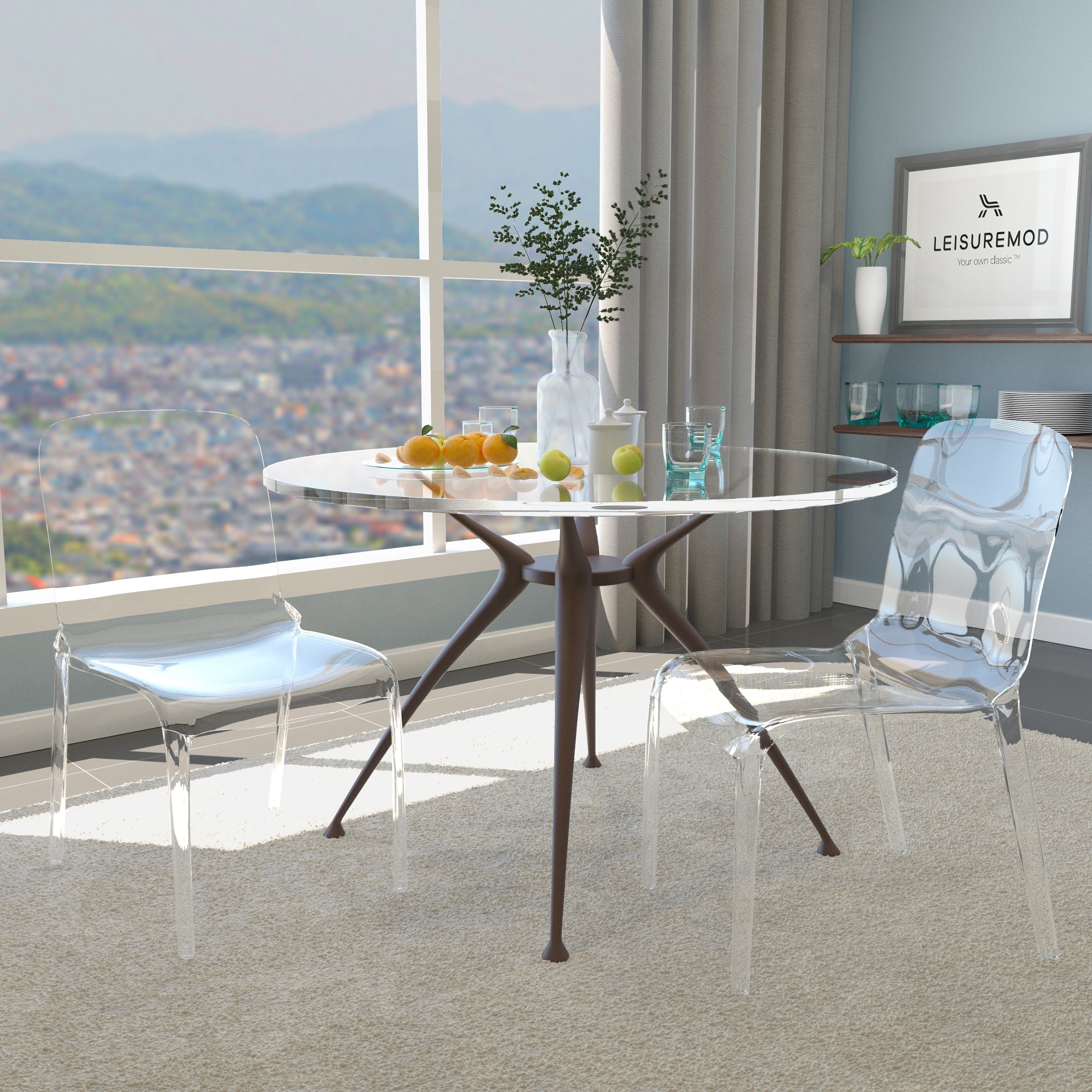 Leisuremod Laos Modern Clear Dining Chair Set Of 2