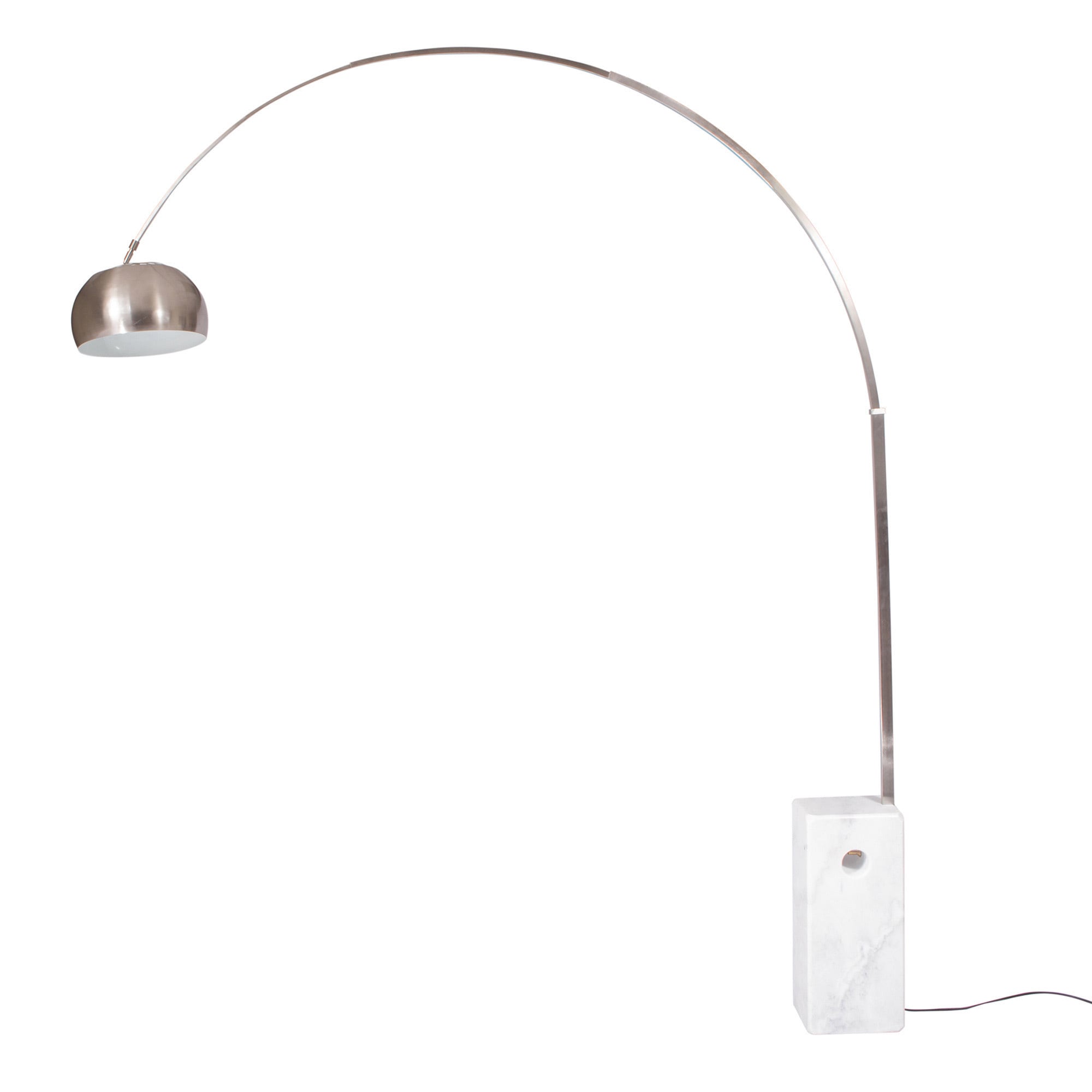 Leisuremod Lenox Arch Mid Century Modern White Marble Base Floor Lamp