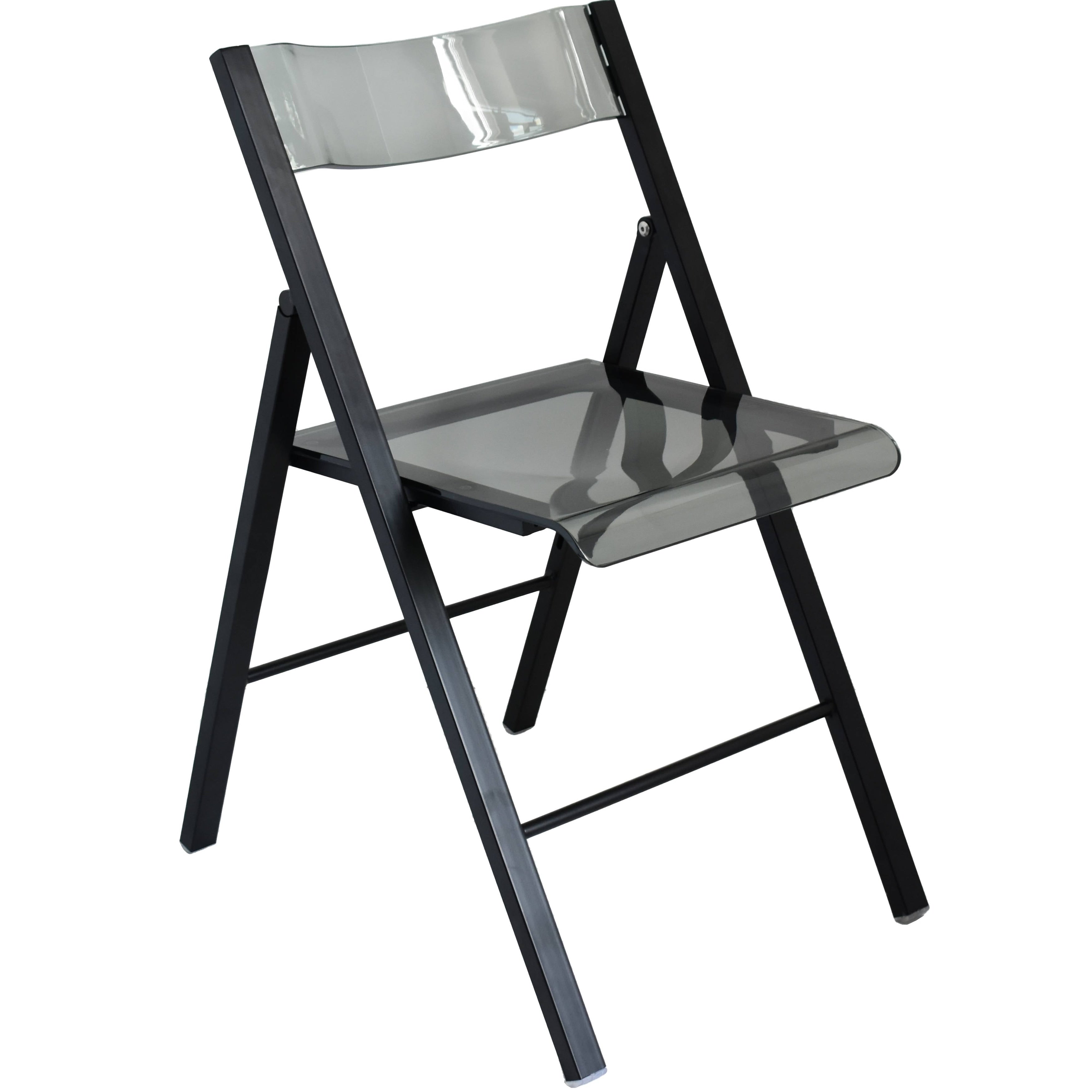 Leisuremod Menno Clear Contemporary Folding Chair W Chrome Frame