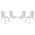 Leisuremod Weave Mace Indoor Outdoor White Dining Chair Set Of 4