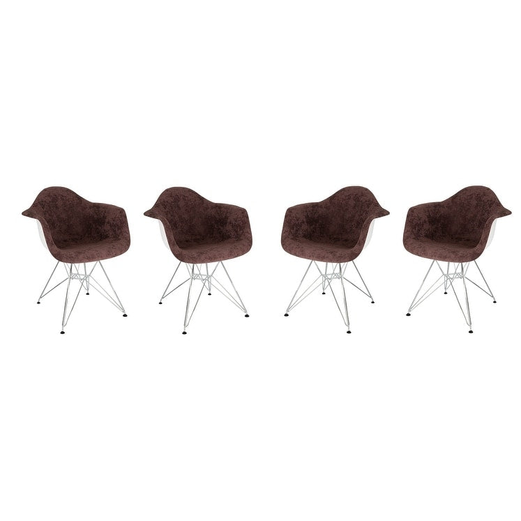 Leisuremod Willow Velvet Accent Armchair Eiffel Chrome Base Set Of 4