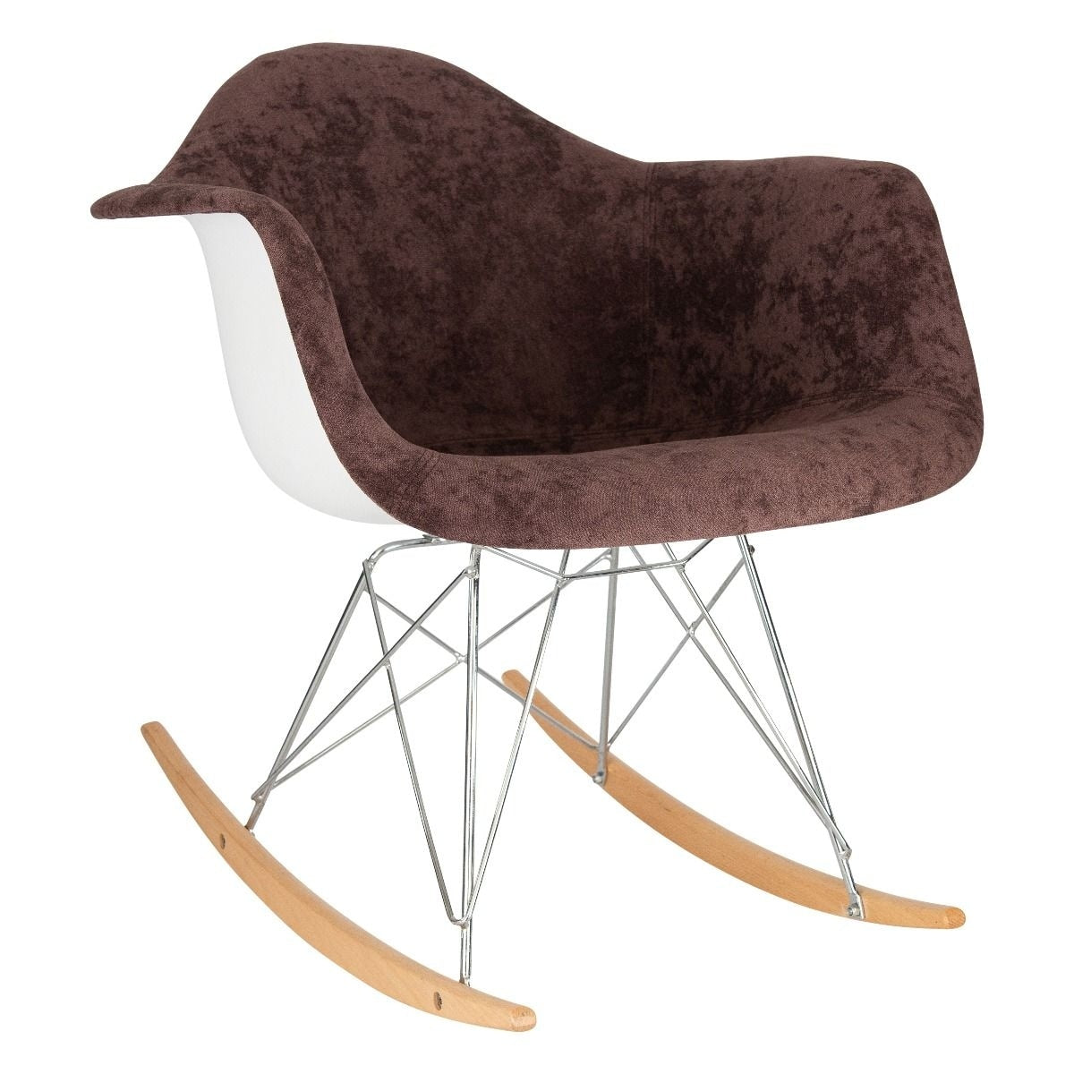 Leisuremod Wilson Modern Velvet Rocking Chair With Eiffel Base