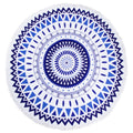 Leisureland Round Beach Towel 65 X65 Blue Abstract Print With Fringe