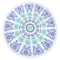 Leisureland Round Beach Towel 65 X65 Blue Paisley With Fringe