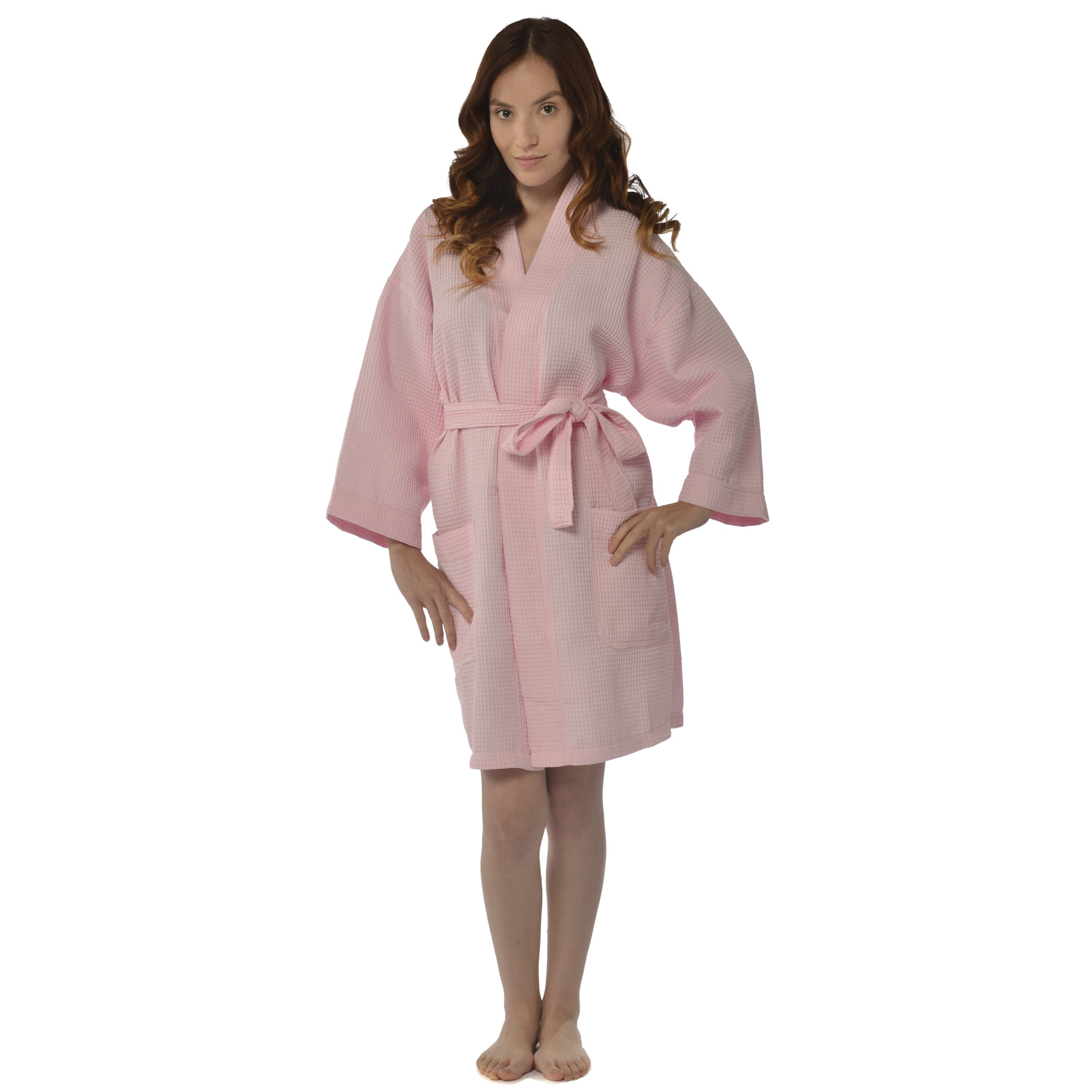 Leisureland Womens 36 Inch Waffle Weave Kimono Bath Robe