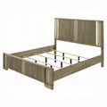 Leky King Bed Led Headboard Fluted Patterns Antique Oak Brown Wood