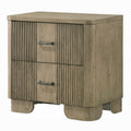 Leky Nightstand 2 Reeded Drawers Rounded Corners Antique Oak Brown