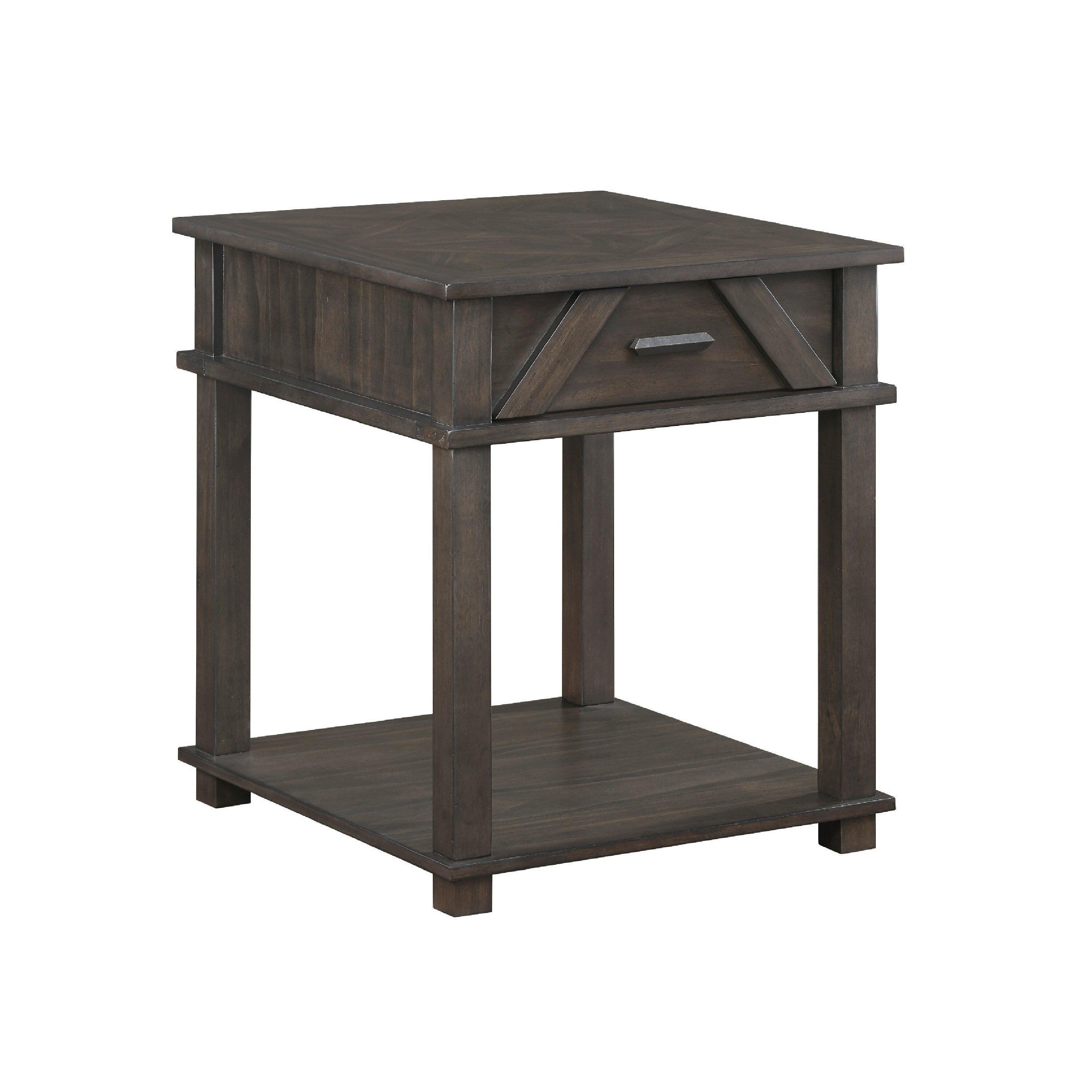 Leky Side End Table 24 Inch 1 Drawer With Lower Open Shelf Brown