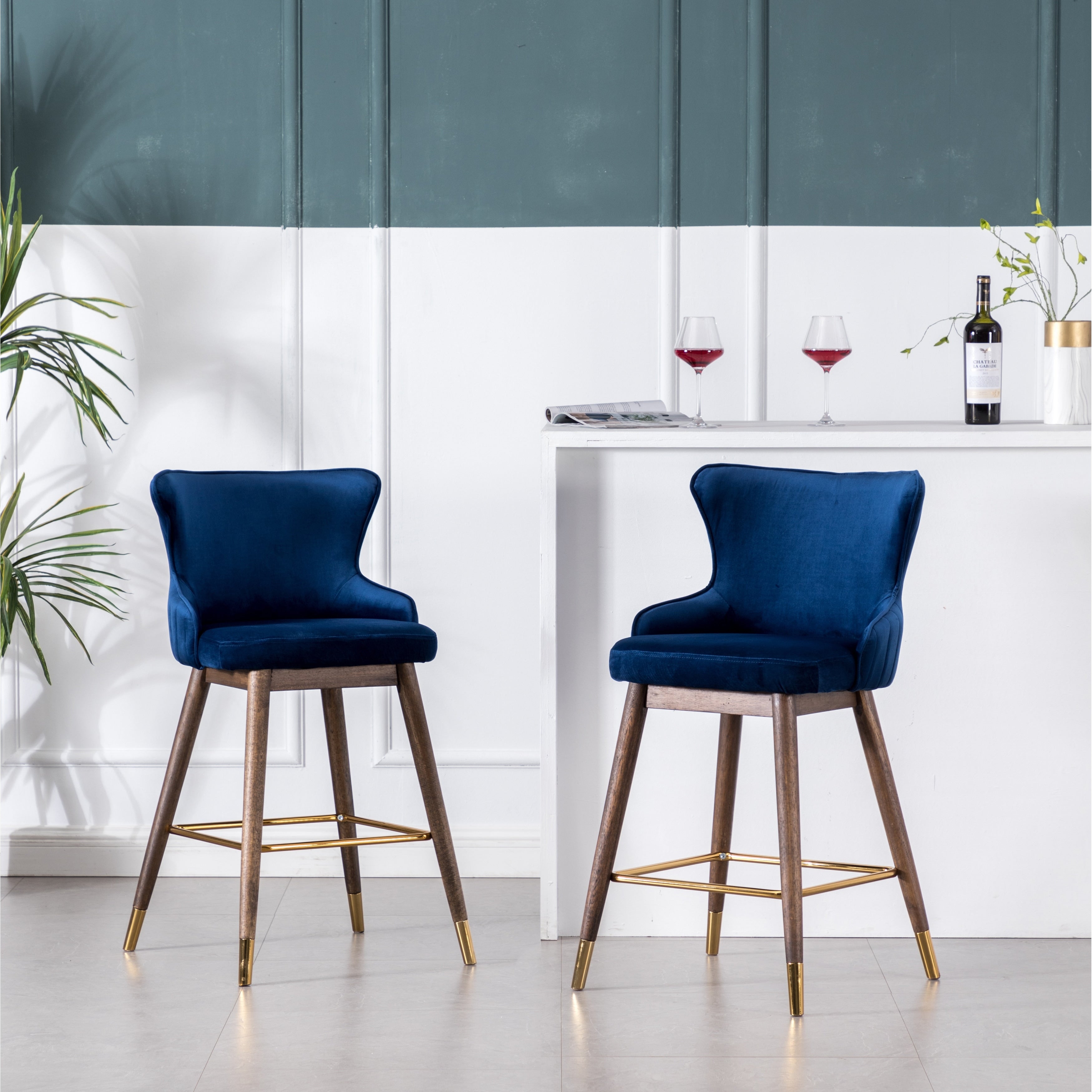 Leland Fabric Upholstered Counter Height Wingback Stools Set Of 2