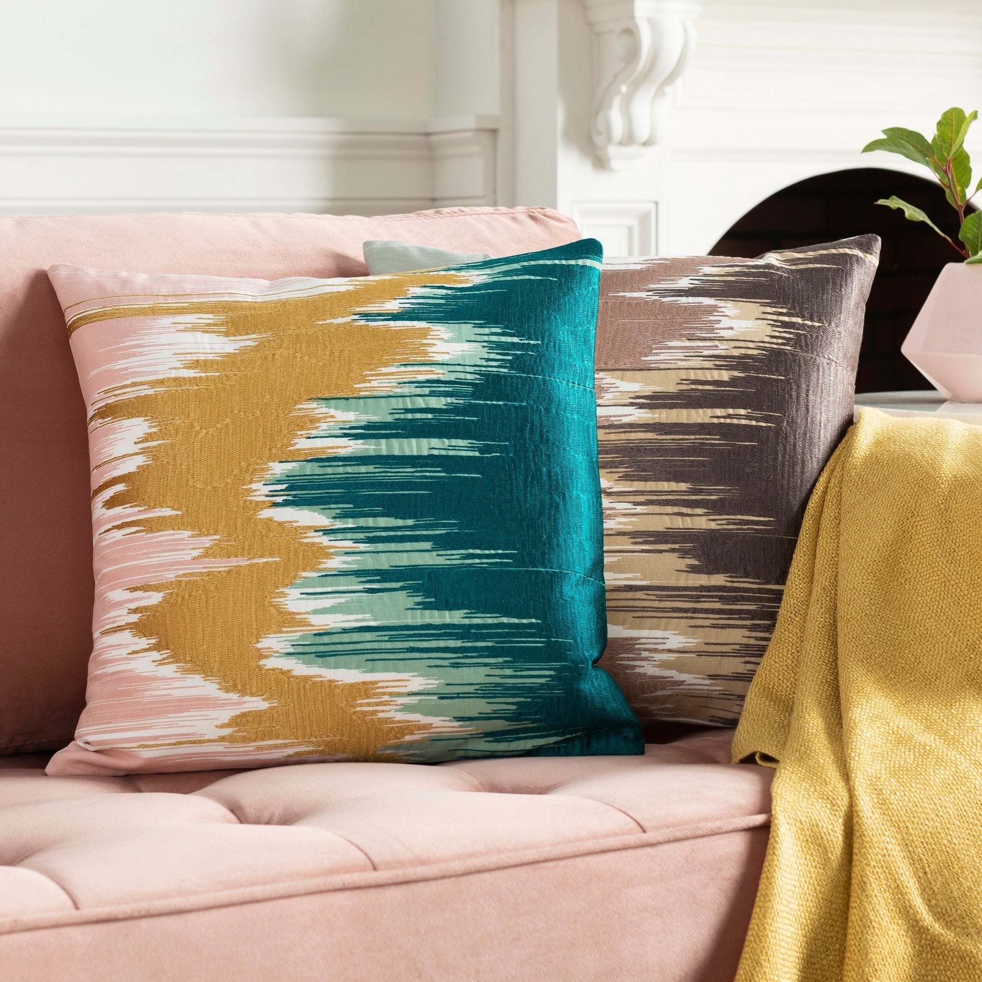 Lena Modern Hand Embroidered 22 In Poly Or Feather Down Throw Pillow