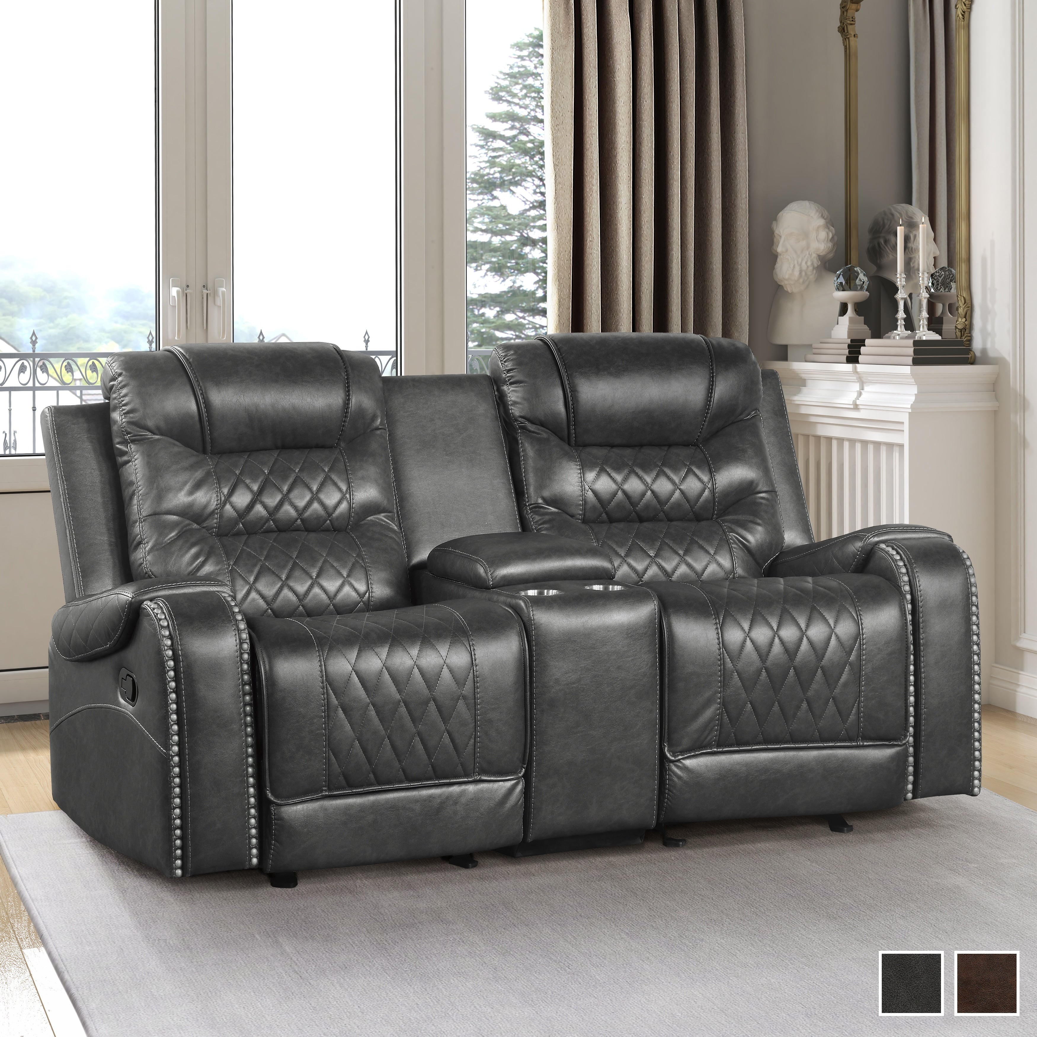 Lenci Double Glider Reclining Love Seat With Center Console Receptacles And Usb Port