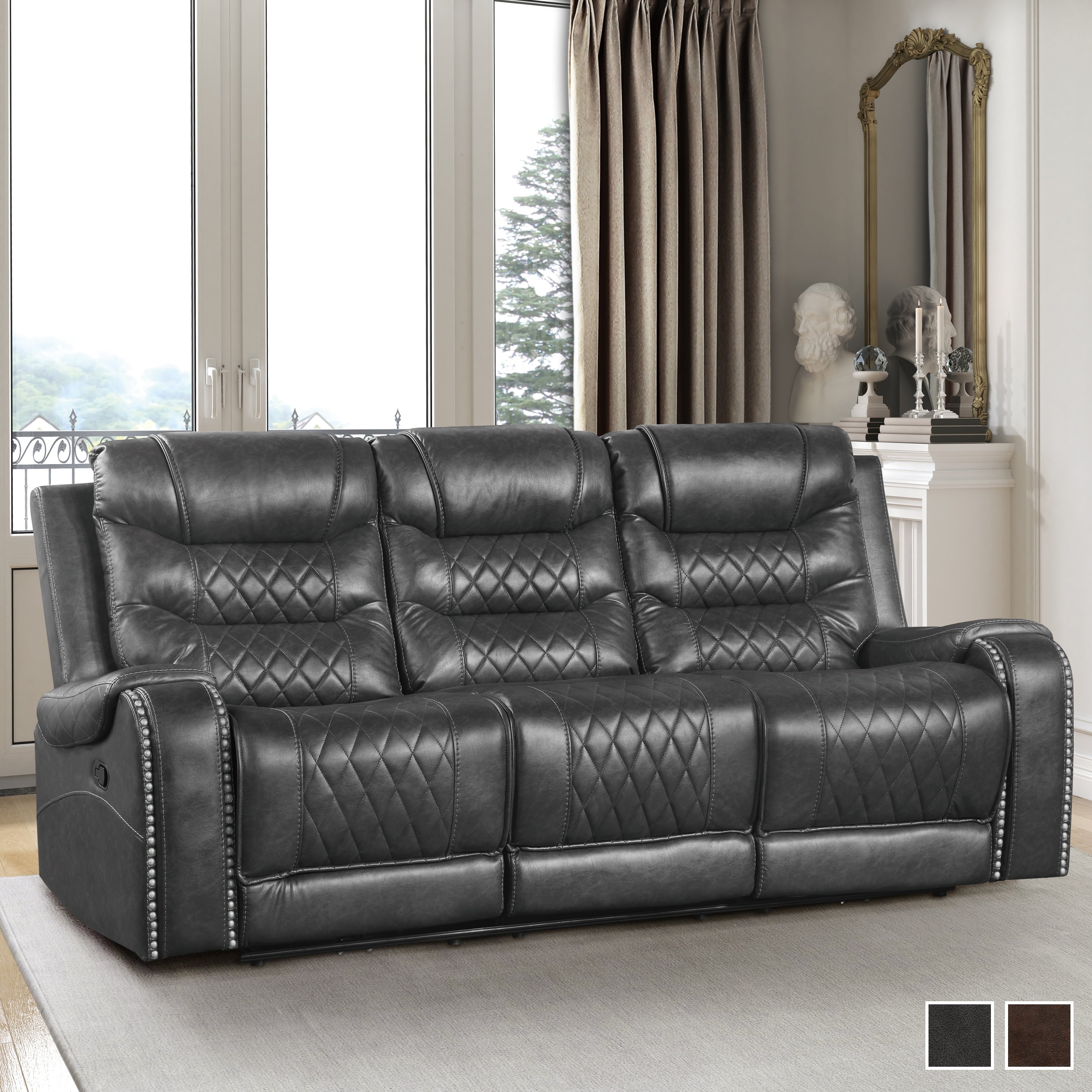 Lenci Double Reclining Sofa With Drop Down Cup Holders Receptacles And Usb Ports