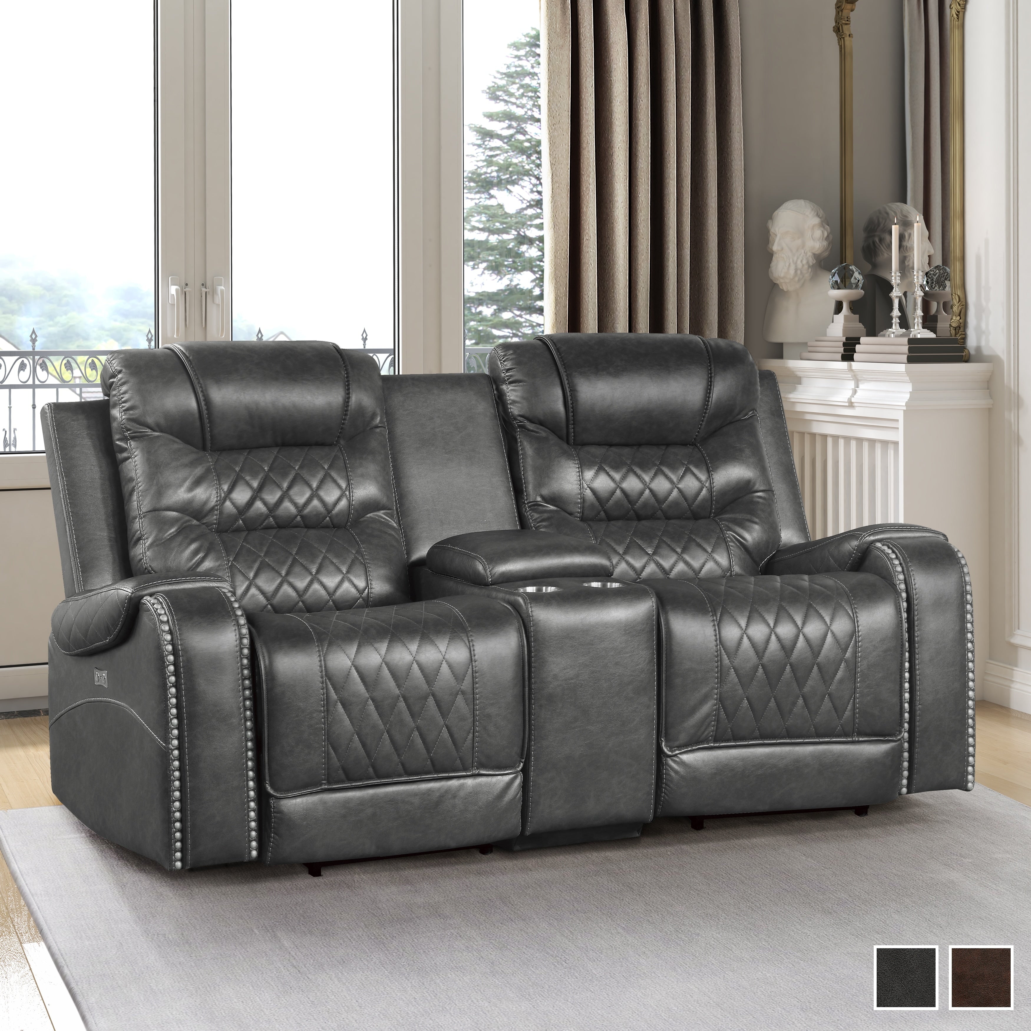Lenci Power Double Reclining Loveseat With Center Console Receptacles And Usb Port