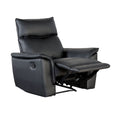 Lenne Manual Recliner Chair Flared Padded Arms Black Leather Match