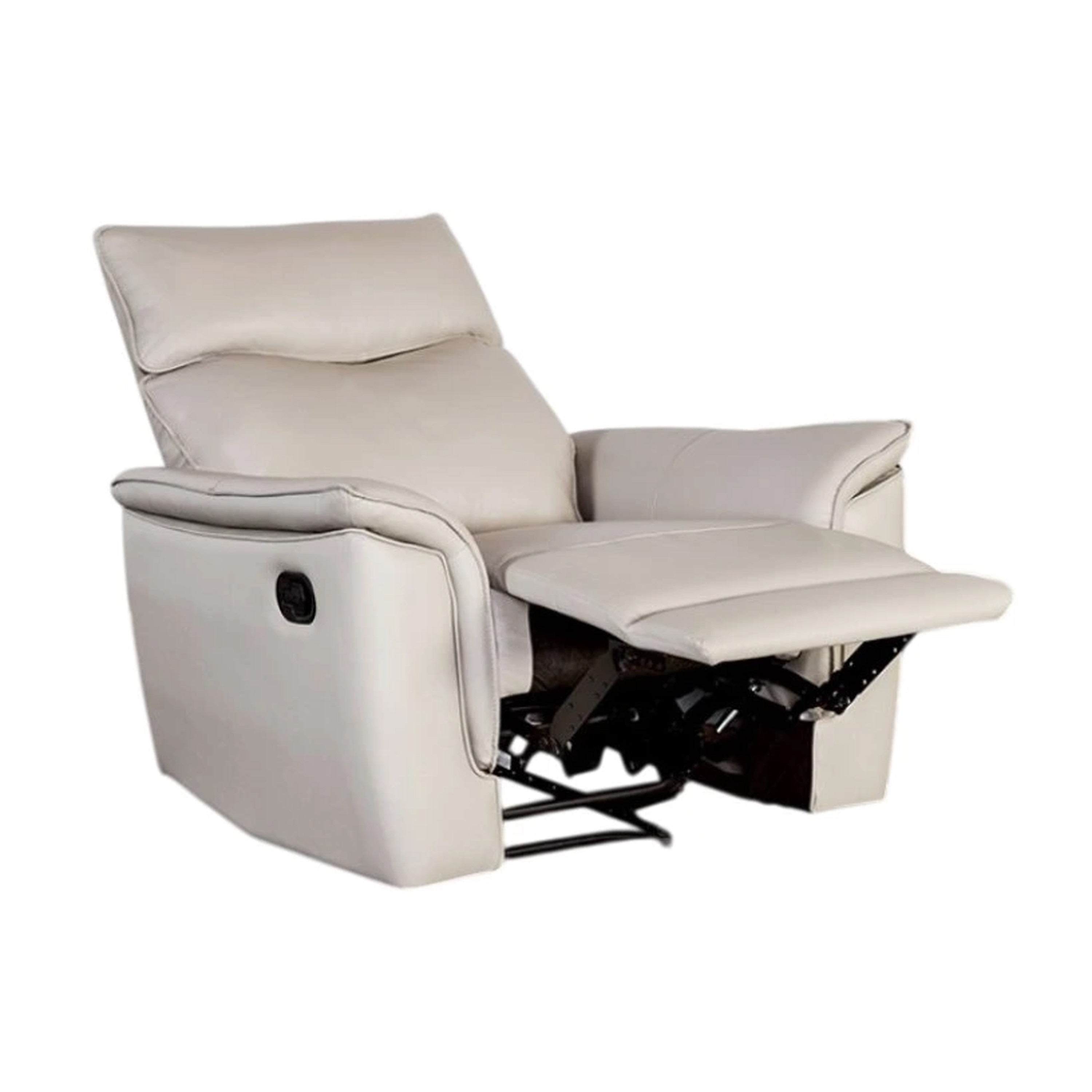 Lenne Manual Recliner Chair Taupe Leather Match Padded Arms