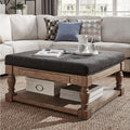 Lennon Baluster Pine Storage Tufted Cocktail Ottoman By Inspire Q Artisan