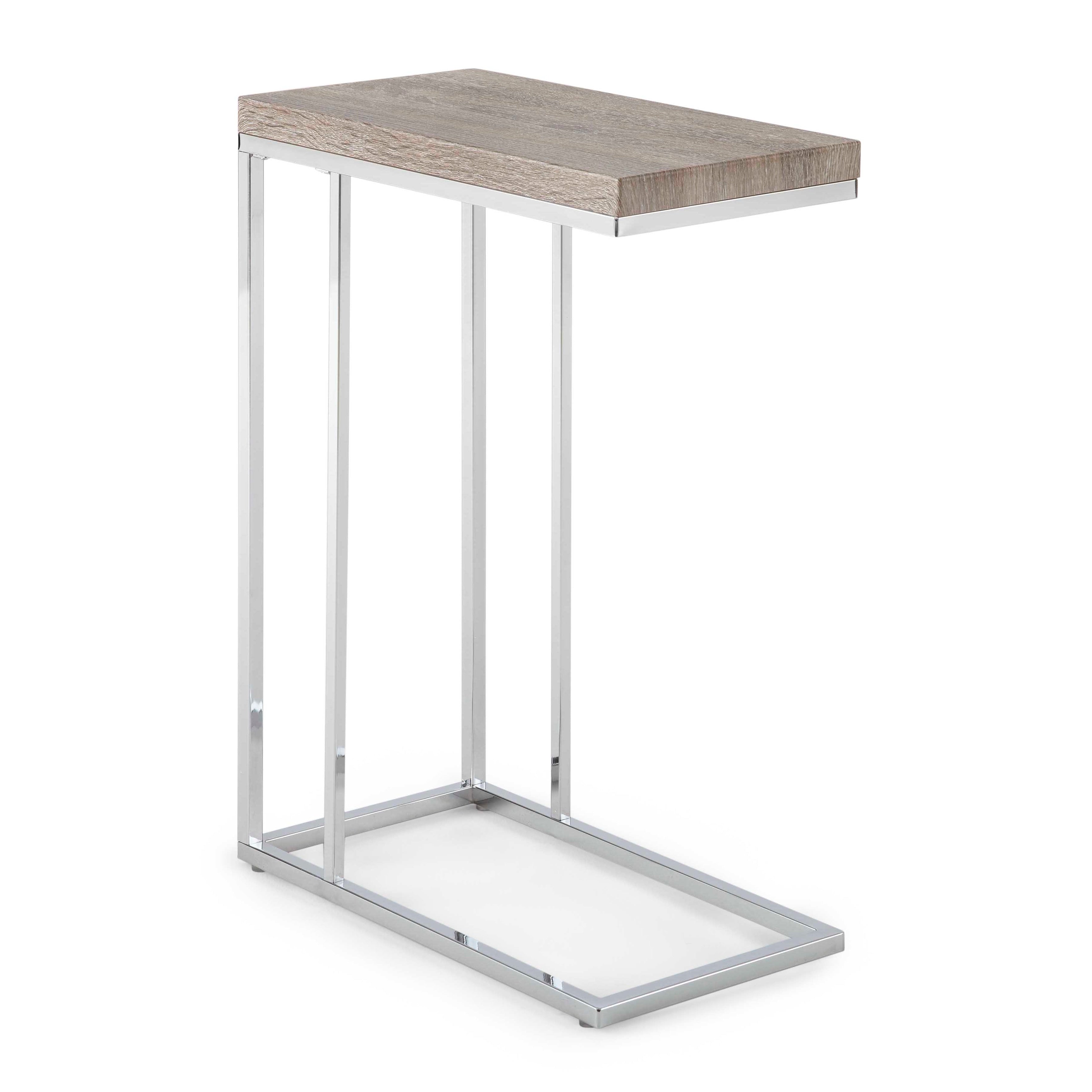 Lennox Chrome And Faux Wood Chairside Table By Greyson Living