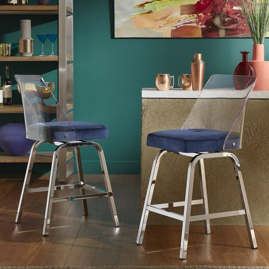 Lennox Velvet Counter Height Swivel Stools Set Of 2 By Inspire Q Bold
