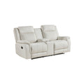 Lenny Manual Recliner Loveseat W Cupholder Console Beige Microfiber