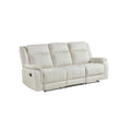 Lenny Manual Recliner Sofa 3 Seater Channeled Back Beige Microfiber
