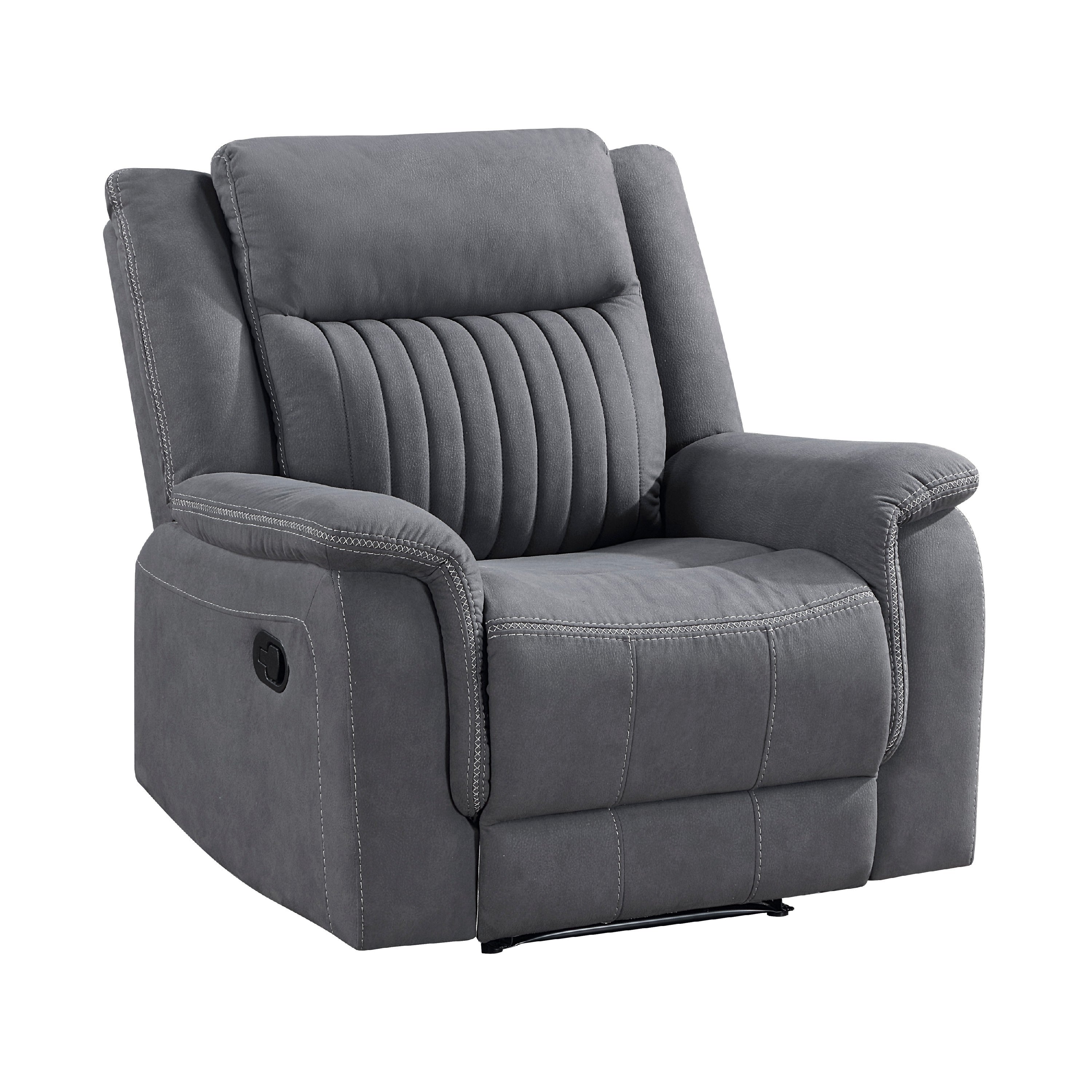Lenny Manual Reclining Chair Gray Microfiber Foam Cushioning