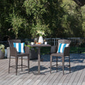 Leo Outdoor 3 Piece Wicker 26 Inch Square Bar Set By Christopher Knight Home