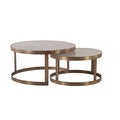 World Interiors White Goldtone Marble 2 Piece Nesting Coffee Table Set