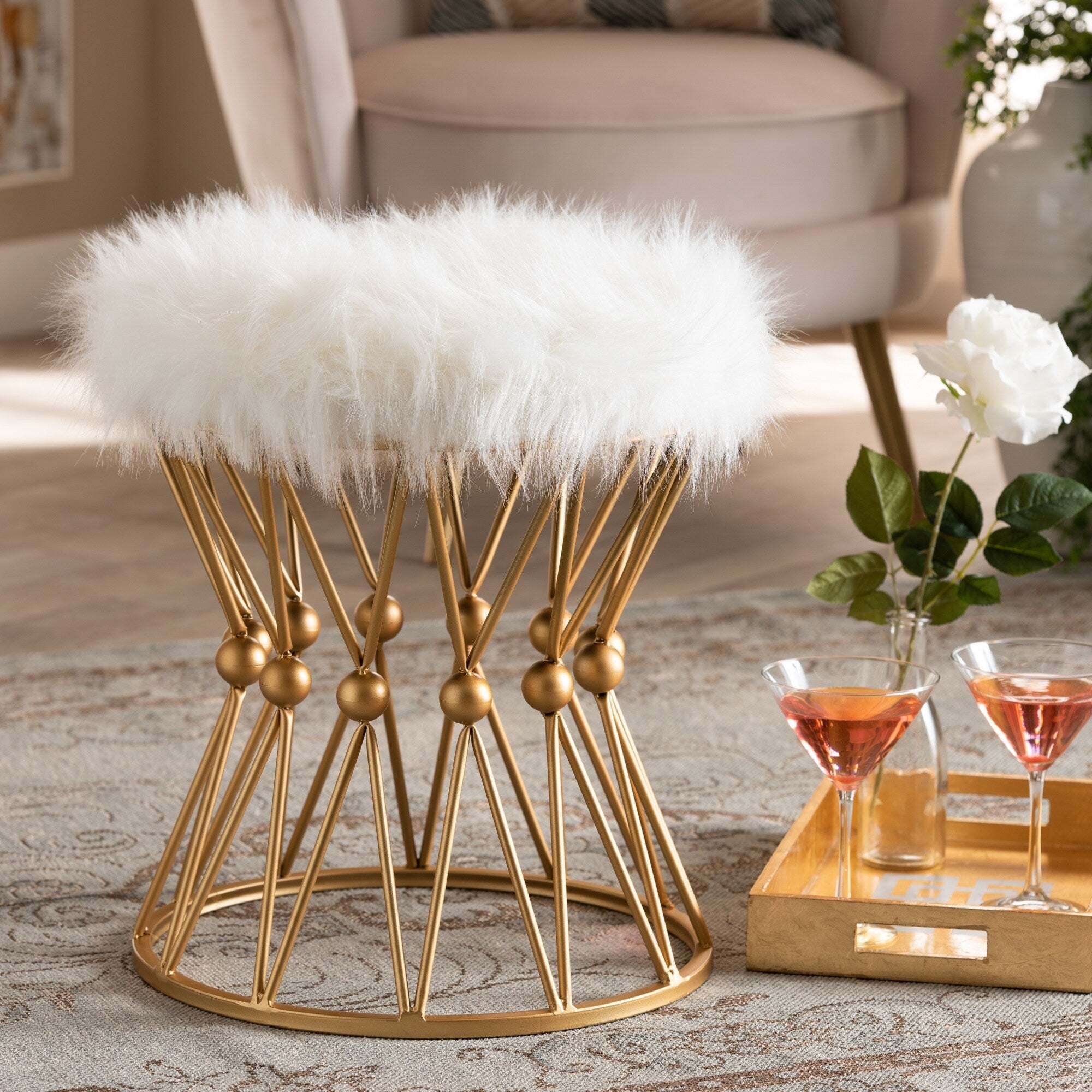 Silver Orchid Coghlan Glam And Luxe Upholstered Ottoman