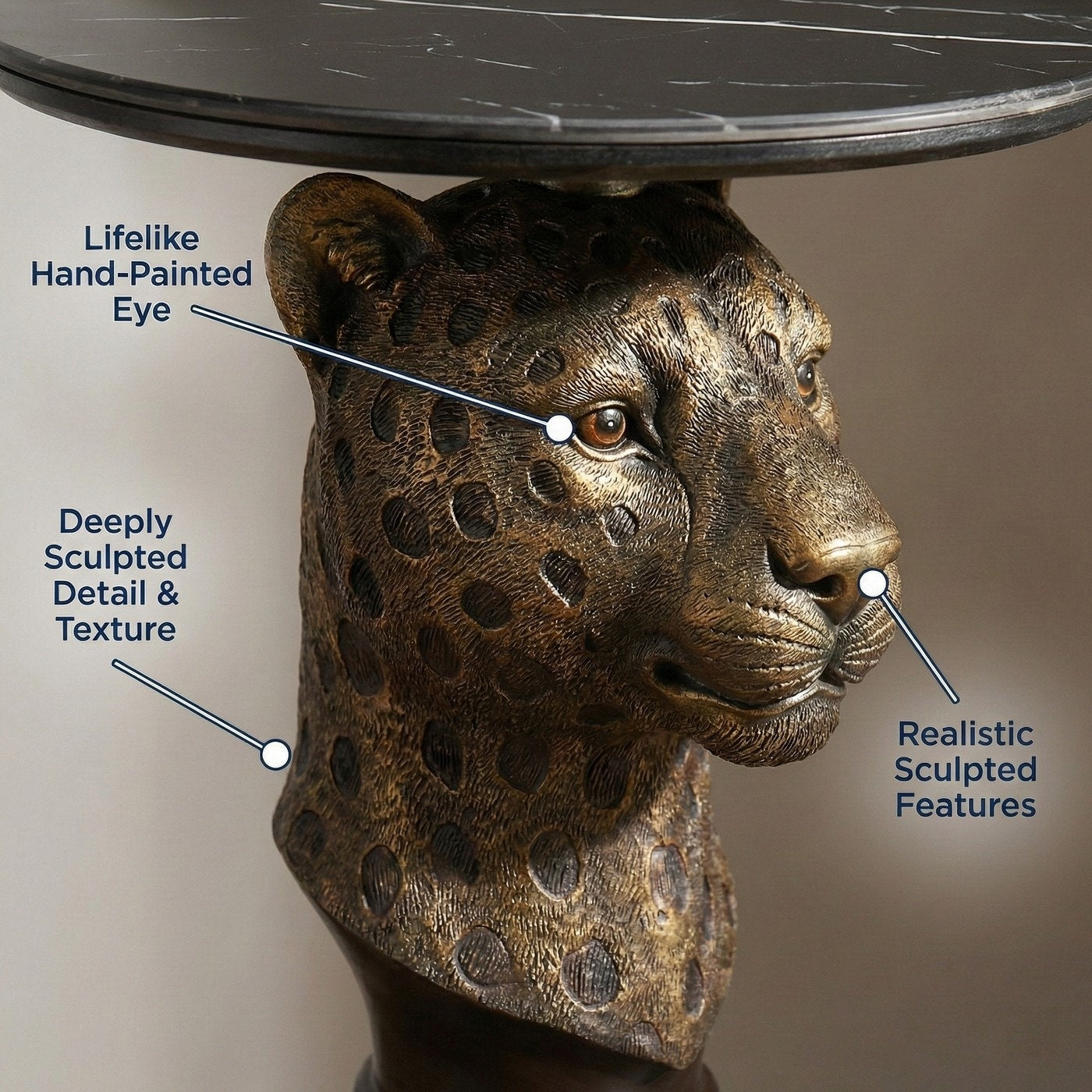 Leopard Head Accent Table Animal Statue End Tables 8 X 10