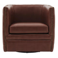 Leslie Top Grain Leather Swivel Tufted Chair