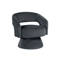 Lessa Swivel Accent Chair Barrel Style Foam Padded Dark Gray Velvet