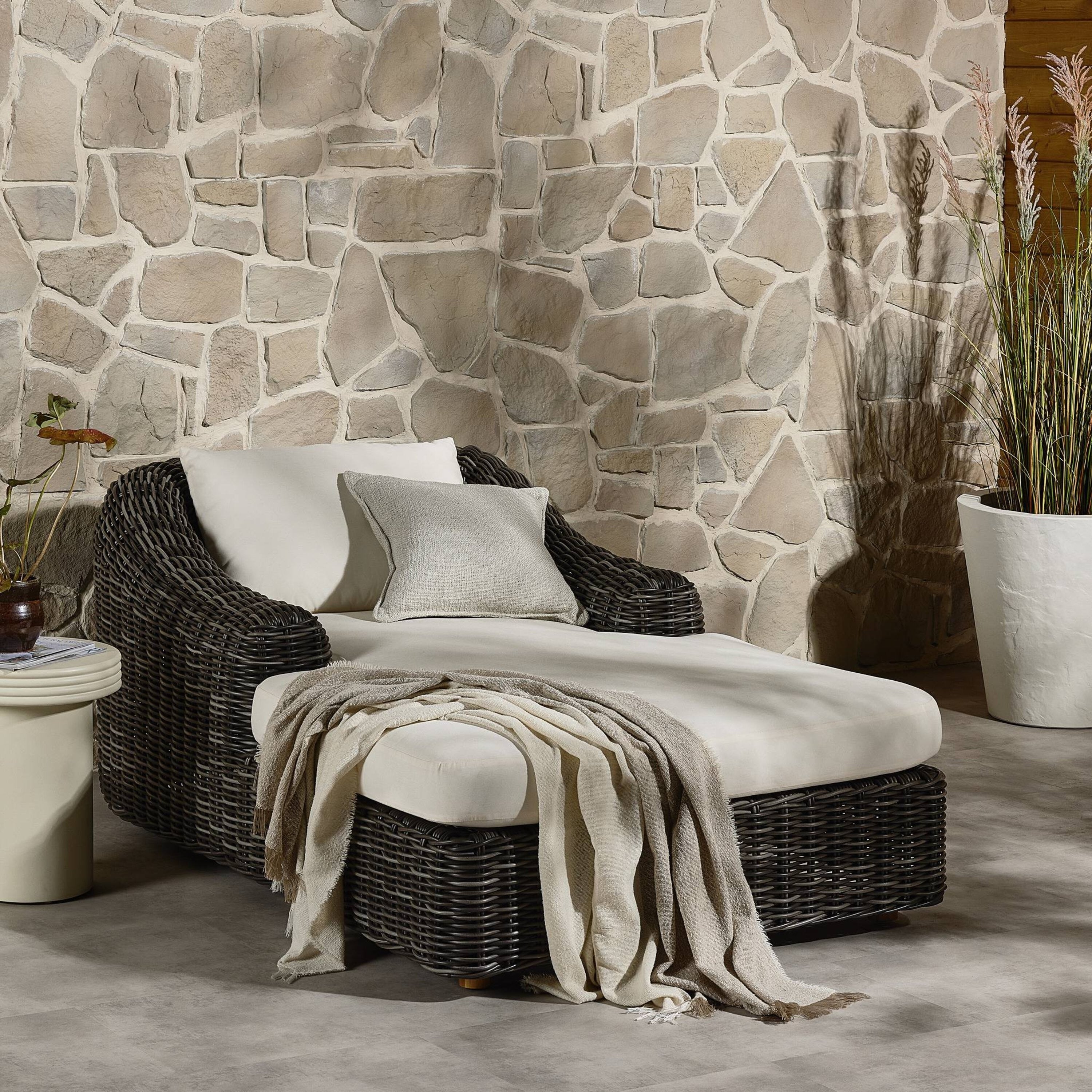 Lessik Outdoor Chaise Lounge Natural Teak Fsc 45.75W X 76.25D X 34.5H