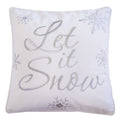 Let It Snow Embroidered Cotton Throw Pillow 20X20 White Christmas Cushion With Snowflakes Insert