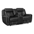 Lety Manual Reclining Loveseat W Center Console Black Faux Leather