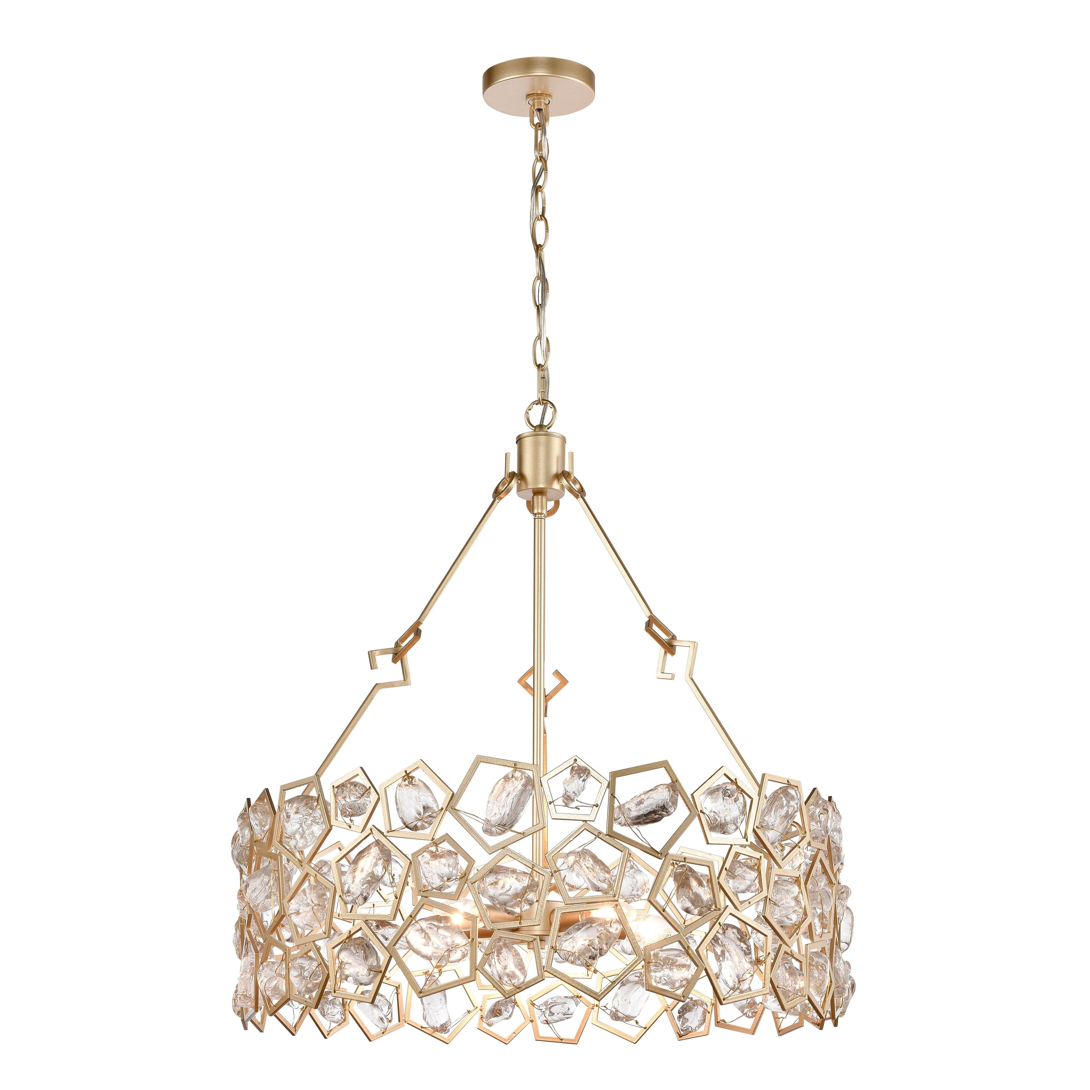 Levana 24 Inch Wide 5 Light Chandelier In Gold 24In W X 24In D X 26In H