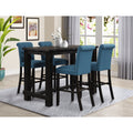 Leviton Antique Black Finished Wood 5 Piece Pub Set Table With 4 Upholstered Barstools