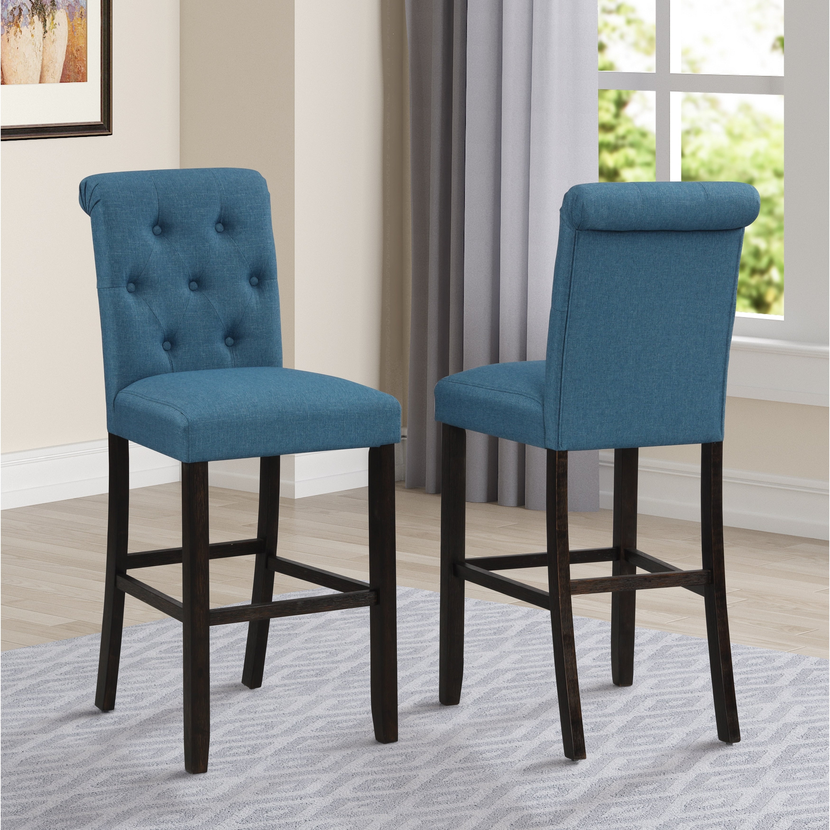 Leviton Solid Wood Tufted Asons Barstool Set Of 2