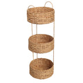 Levity 35.5 In. H Coastal Handwoven Water Hyacinth 3 Tier Round Freestanding Storage Rack With Metal Frame And Handles