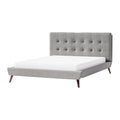 Levy Full Size Bed Button Tufted Headboard Modern Gray Upholstery