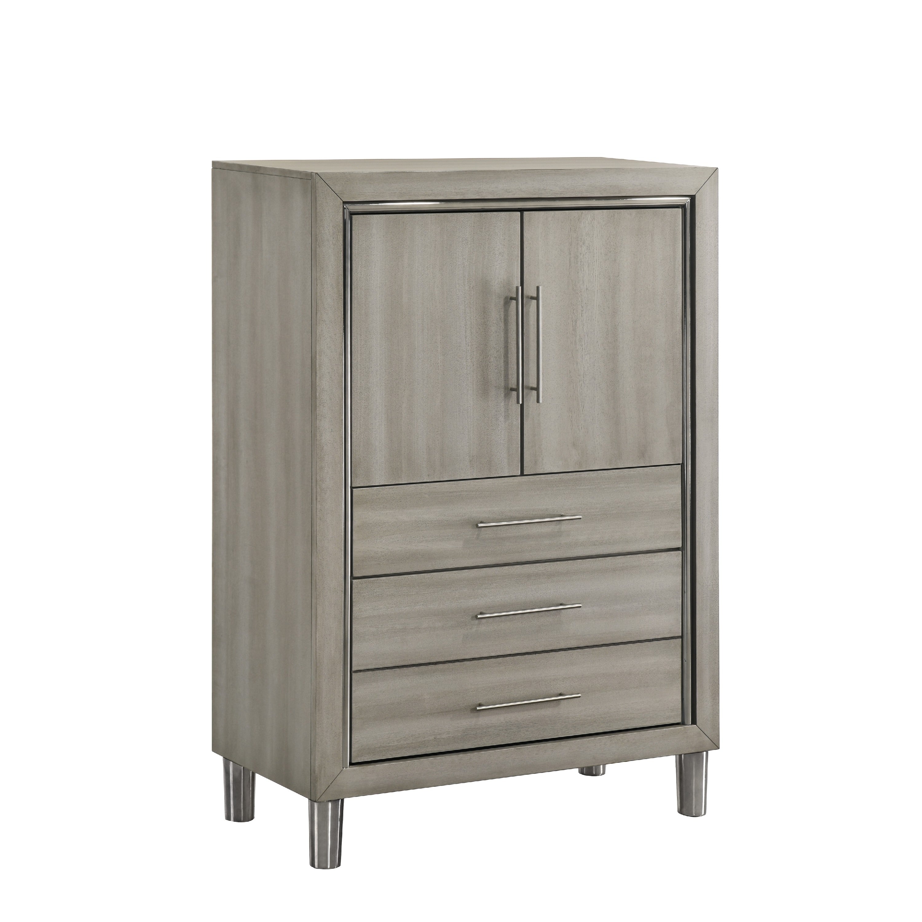 Levy Tall Dresser Chest Led Cabinet And 3 Drawers With Shoe Rack Gray