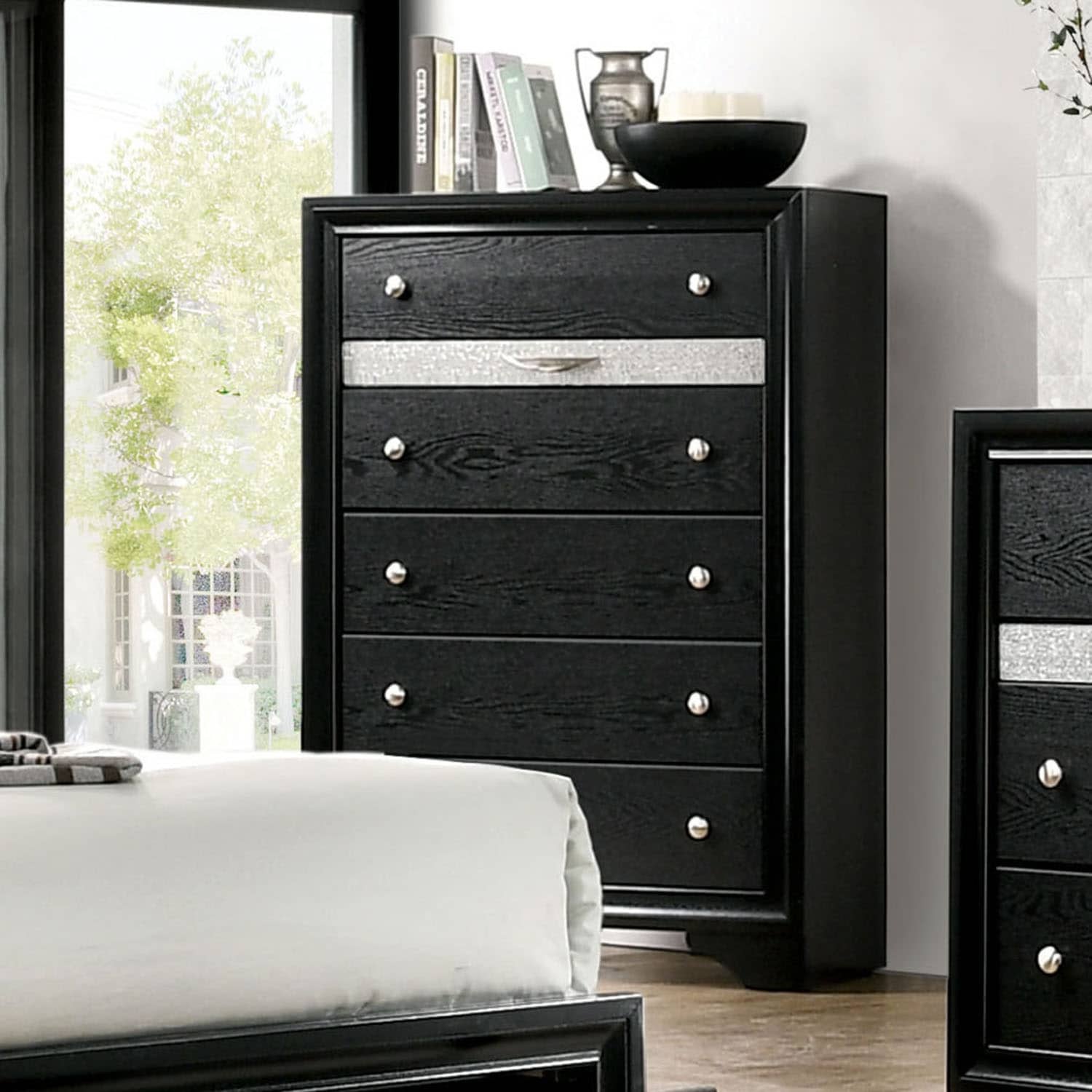 Lewellen Contemporary Black 6 Drawer Chest By Foa