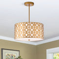 Lewis Matte Gold 3 Light Metal Drum Shade Chandelier