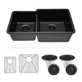 Lexicon Platinum Offset Double Bowl Quartz Composite Kitchen Sink