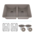 Lexicon Platinum Double Equal Bowl Quartz Composite 32 X 19 X 9 9 In. D Kitchen Sink