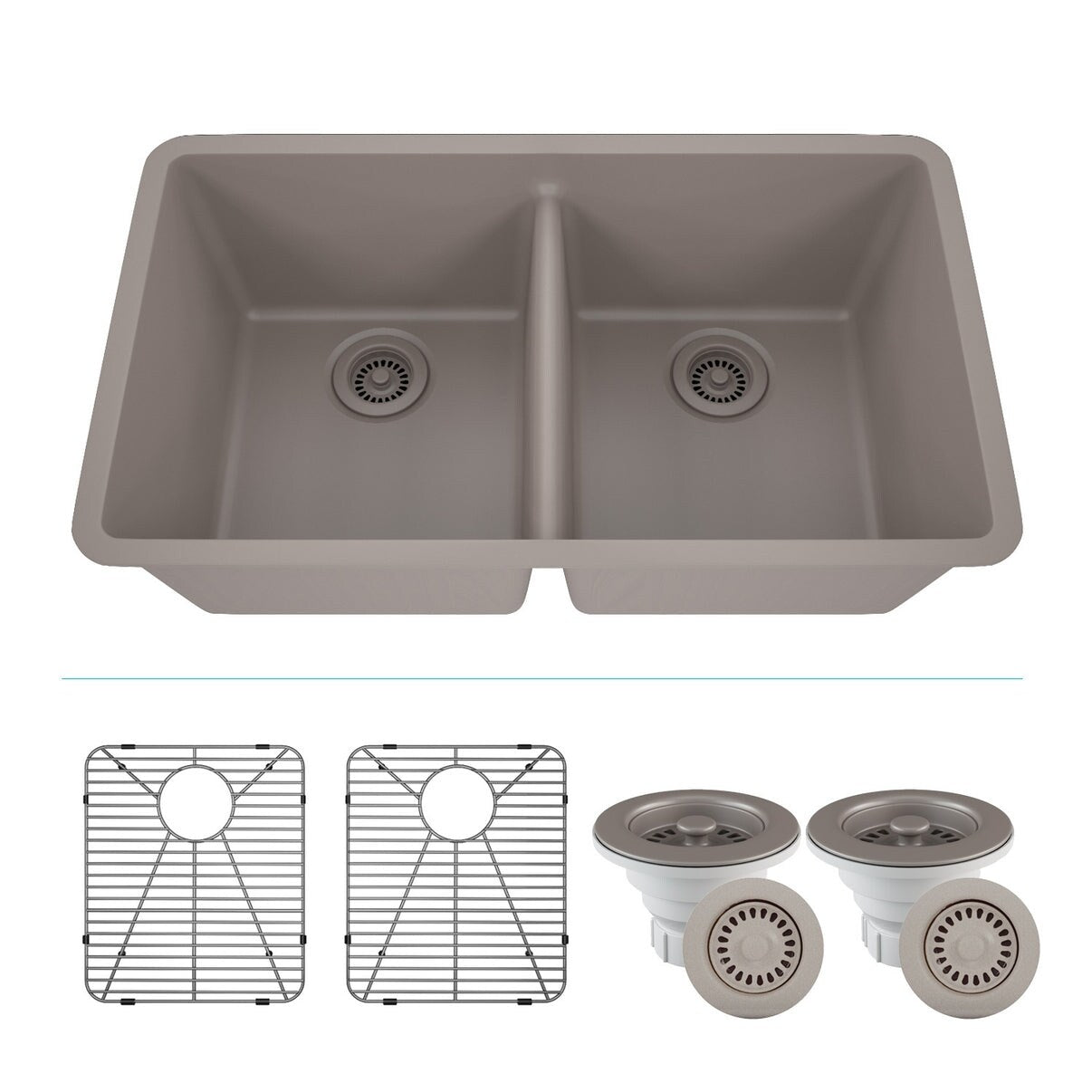 Lexicon Platinum Double Equal Bowl Quartz Composite 32 X 19 X 9 9 In. D Kitchen Sink