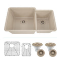 Lexicon Platinum Offset Double Bowl Quartz Composite 32 X 19 X 9 7 1 2 In. D Kitchen Sink
